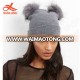 4274 new autumn women's winter cap knitted faux fur pom pom hat beanie double ball faux fur pom pom hat