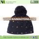 2017 new design women's wool rhinestone & beaded beanie with fleece lining