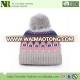 2017 new design high quality pom-pom hat with plush lining and ribbed trim